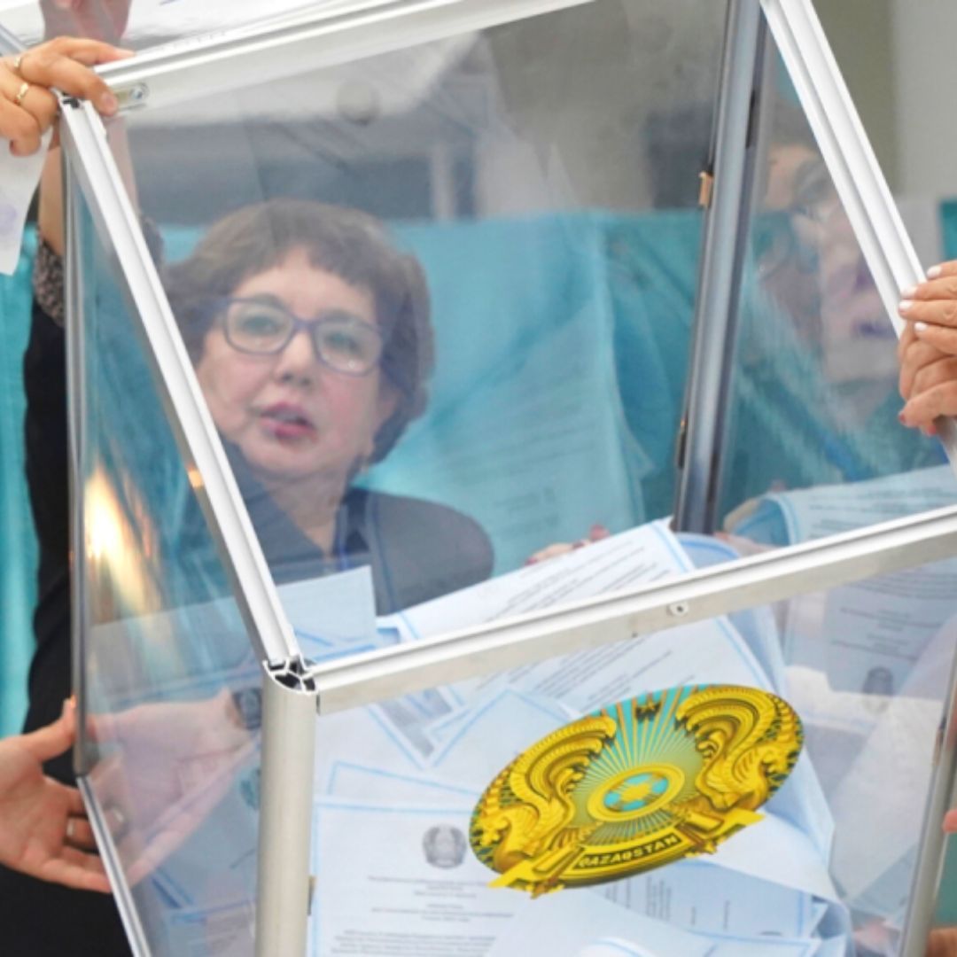 Election officials in Kazakhstan sort ballots.